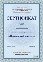Сертификат Натальный анализ