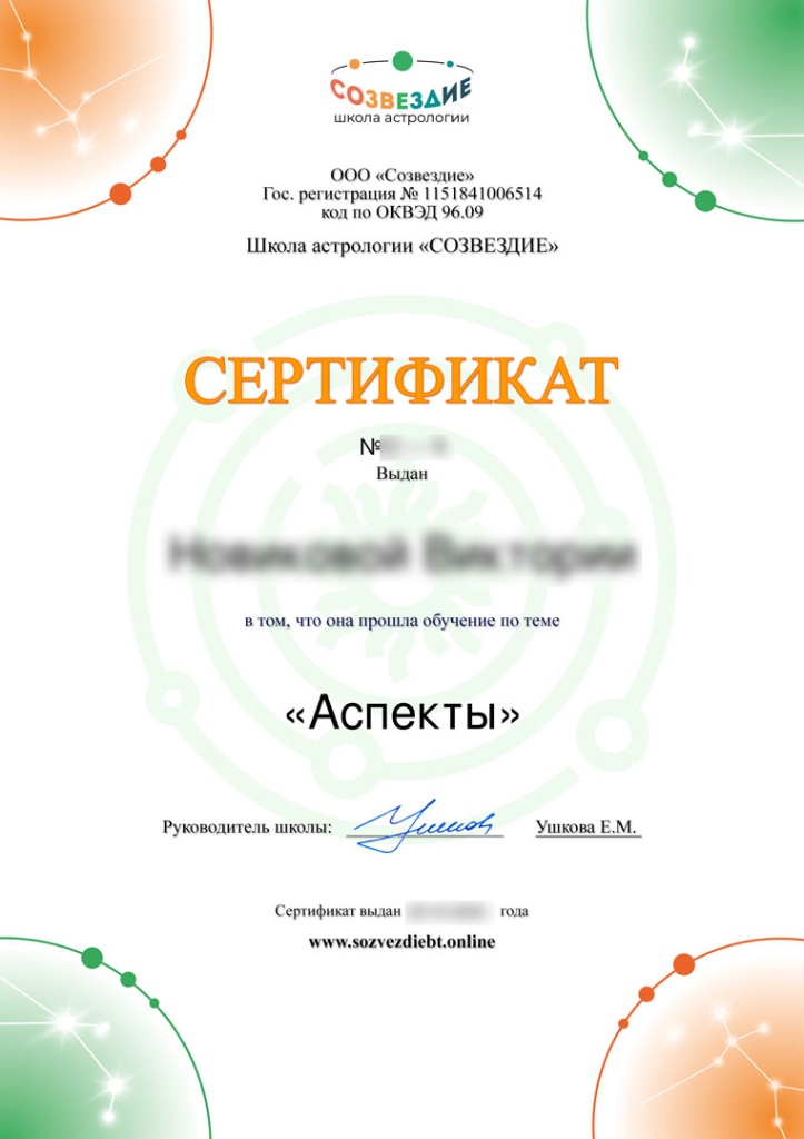 Сертификат Аспекты